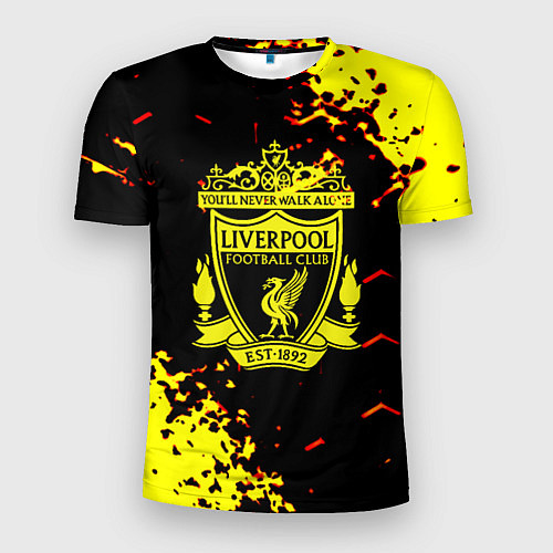Мужская спорт-футболка Liverpool жёлтые краски текстура / 3D-принт – фото 1
