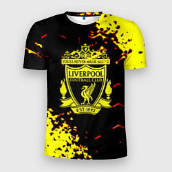Мужская спорт-футболка Liverpool жёлтые краски текстура