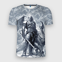 Мужская спорт-футболка The Witcher and dragon - hand drawn style