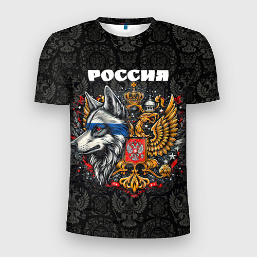 Мужская спорт-футболка Русский волк и герб России / 3D-принт – фото 1