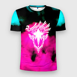 Футболка спортивная мужская Монстр хантер неоновые фон, цвет: 3D-принт