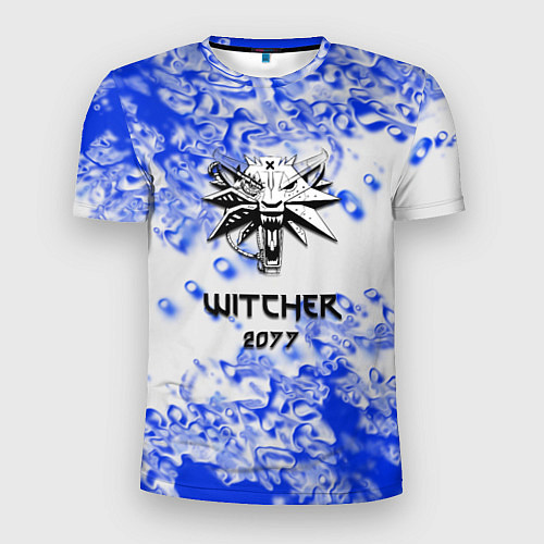 Мужская спорт-футболка Ведьмак 2077 краски голубые / 3D-принт – фото 1