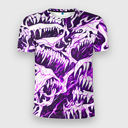 Мужская спорт-футболка Белые клыки на розовом фоне