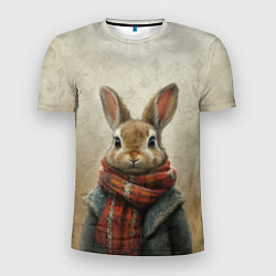 Мужская спорт-футболка Кролик в шарфе