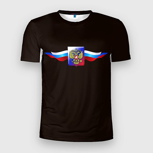 Мужская спорт-футболка Герб России с ленточками / 3D-принт – фото 1