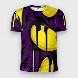 Футболка спортивная мужская Желтые яркие пятна краски на фиолетовом, цвет: 3D-принт