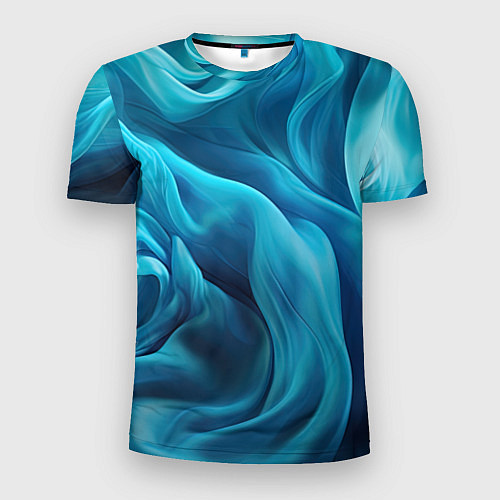 Мужская спорт-футболка Синяя абстрактная волнистая ткань / 3D-принт – фото 1