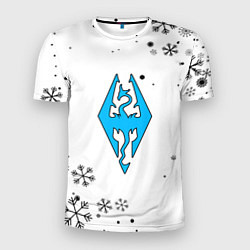 Мужская спорт-футболка Skyrim logo winter