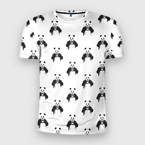 Мужская спорт-футболка Panda love - pattern / 3D-принт – фото 1