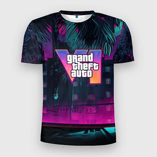 Мужская спорт-футболка GTA 6 logo night Vice city / 3D-принт – фото 1