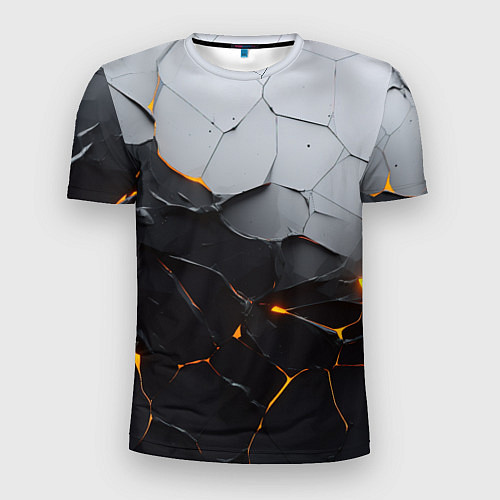 Мужская спорт-футболка Неоновые трещины / 3D-принт – фото 1