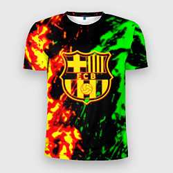 Футболка спортивная мужская Barcelona огненное лого, цвет: 3D-принт