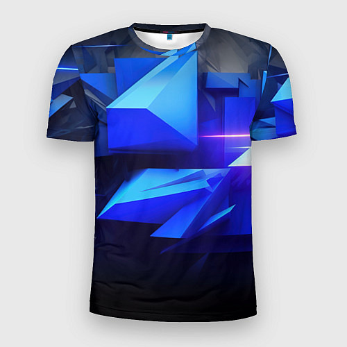 Мужская спорт-футболка Black blue background abstract / 3D-принт – фото 1