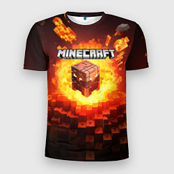 Мужская спорт-футболка Огненный minecraft лого