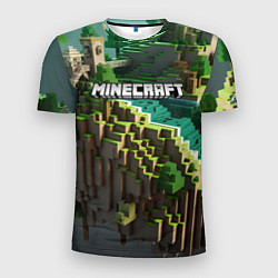 Мужская спорт-футболка Minecraft logo летняя карта