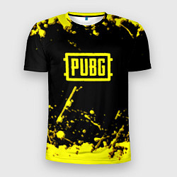 Мужская спорт-футболка Пабг жёлтые краски геймер