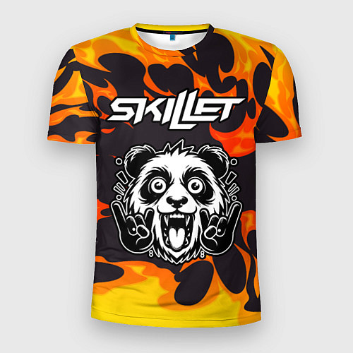 Мужская спорт-футболка Skillet рок панда и огонь / 3D-принт – фото 1