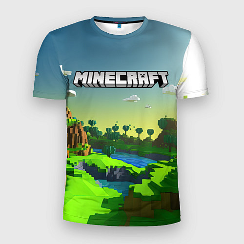 Мужская спорт-футболка Minecraft logo зеленый летний мир / 3D-принт – фото 1