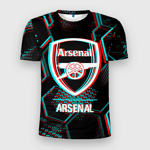 Мужская спорт-футболка Arsenal FC в стиле glitch на темном фоне / 3D-принт – фото 1