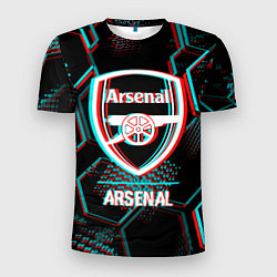 Мужская спорт-футболка Arsenal FC в стиле glitch на темном фоне
