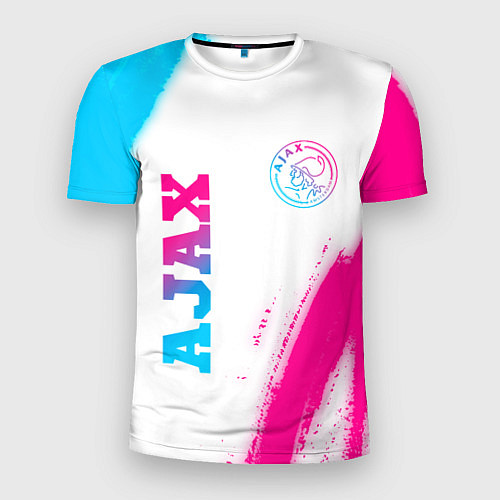 Мужская спорт-футболка Ajax neon gradient style вертикально / 3D-принт – фото 1