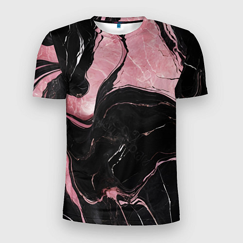 Мужская спорт-футболка Черно-розовый мрамор / 3D-принт – фото 1