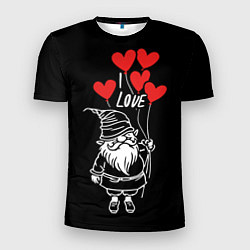Мужская спорт-футболка Гном с сердечками