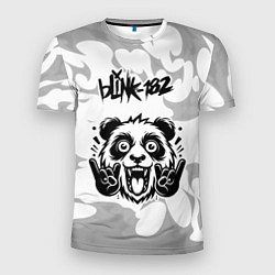 Мужская спорт-футболка Blink 182 рок панда на светлом фоне
