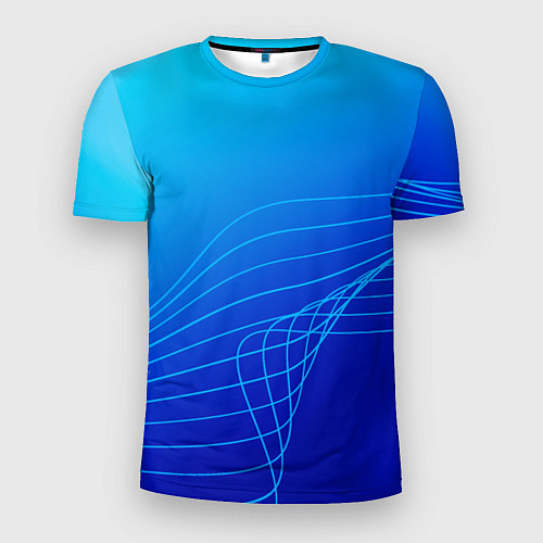Мужская спорт-футболка Синий градиент полосы / 3D-принт – фото 1