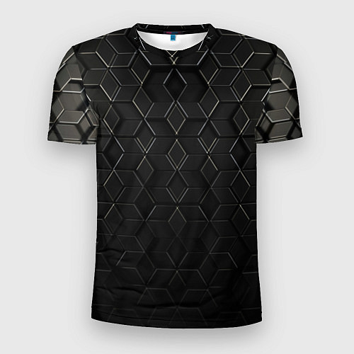 Мужская спорт-футболка Чёрные соты металл / 3D-принт – фото 1