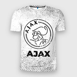 Мужская спорт-футболка Ajax с потертостями на светлом фоне