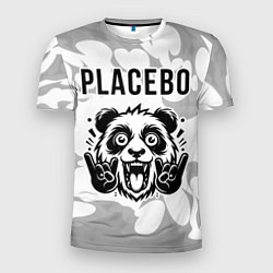 Мужская спорт-футболка Placebo рок панда на светлом фоне