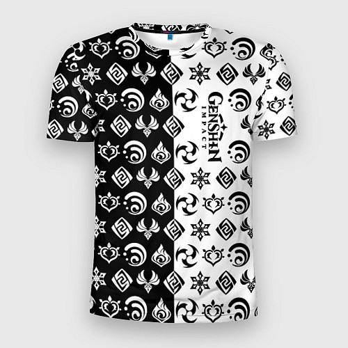 Мужская спорт-футболка Genshin Impact - black and white / 3D-принт – фото 1