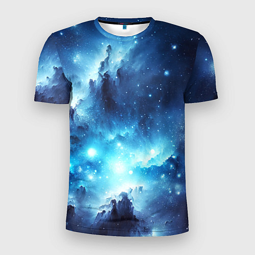 Мужская спорт-футболка Космический голубой пейзаж / 3D-принт – фото 1