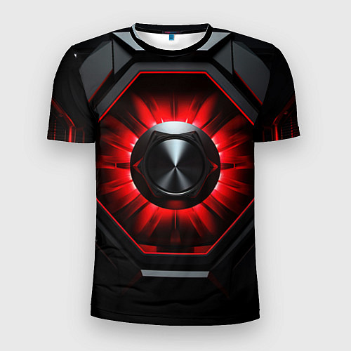 Мужская спорт-футболка Металлическая космическая конструкция с красным св / 3D-принт – фото 1