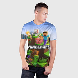 Футболка спортивная мужская Minecraft pixel world, цвет: 3D-принт — фото 2