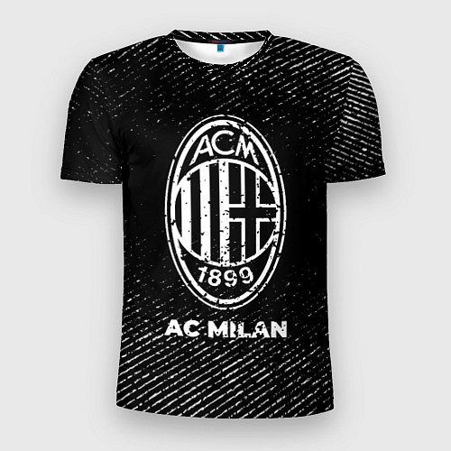 Мужская спорт-футболка AC Milan с потертостями на темном фоне / 3D-принт – фото 1