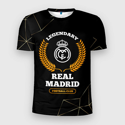 Мужская спорт-футболка Лого Real Madrid и надпись legendary football club / 3D-принт – фото 1