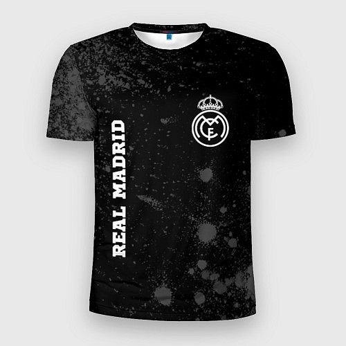 Мужская спорт-футболка Real Madrid sport на темном фоне вертикально / 3D-принт – фото 1