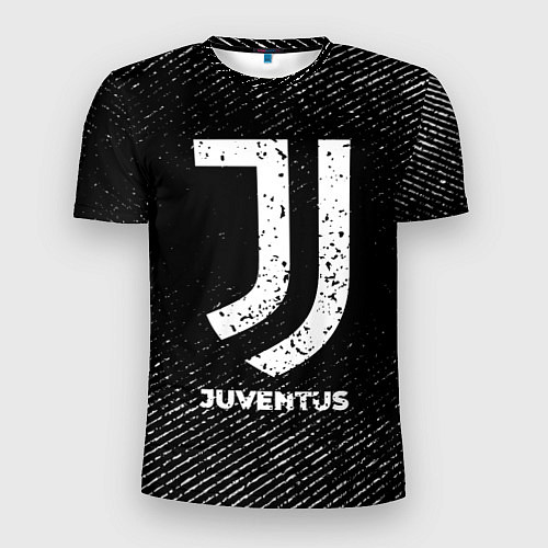 Мужская спорт-футболка Juventus с потертостями на темном фоне / 3D-принт – фото 1