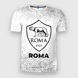 Мужская спорт-футболка Roma с потертостями на светлом фоне