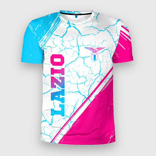 Мужская спорт-футболка Lazio neon gradient style вертикально / 3D-принт – фото 1