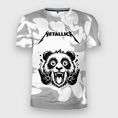 Мужская спорт-футболка Metallica рок панда на светлом фоне / 3D-принт – фото 1