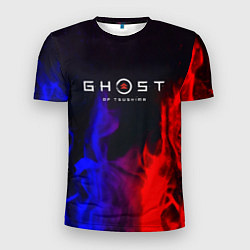 Мужская спорт-футболка Ghost of Tsushima неоновый огонь