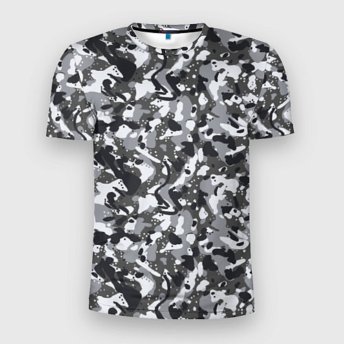 Мужская спорт-футболка Пиксельный камуфляж серого цвета / 3D-принт – фото 1