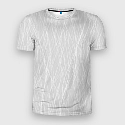 Футболка спортивная мужская Светлый серый волнистые линии, цвет: 3D-принт