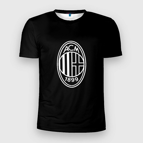Мужская спорт-футболка Milan fc белое лого / 3D-принт – фото 1