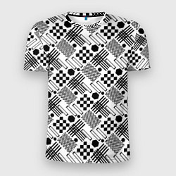 Футболка спортивная мужская Современный черно белый геометрический узор, цвет: 3D-принт