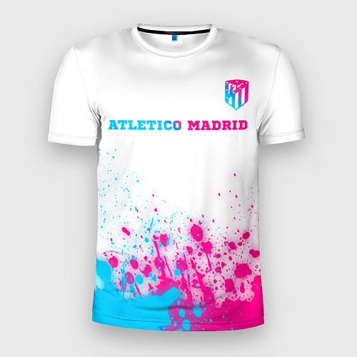 Мужская спорт-футболка Atletico Madrid neon gradient style посередине / 3D-принт – фото 1