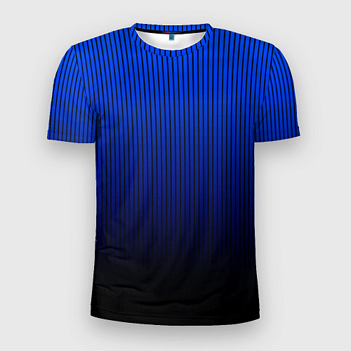 Мужская спорт-футболка Полосатый градиент сине-чёрный / 3D-принт – фото 1